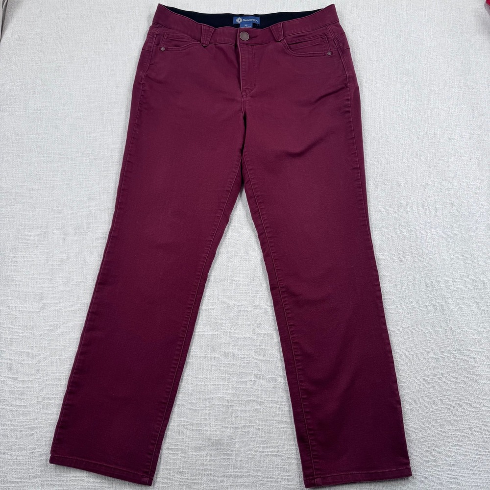 Democracy Absolution Straight Leg Pants Burgundy Wine Red Womens Size 14 Stretch